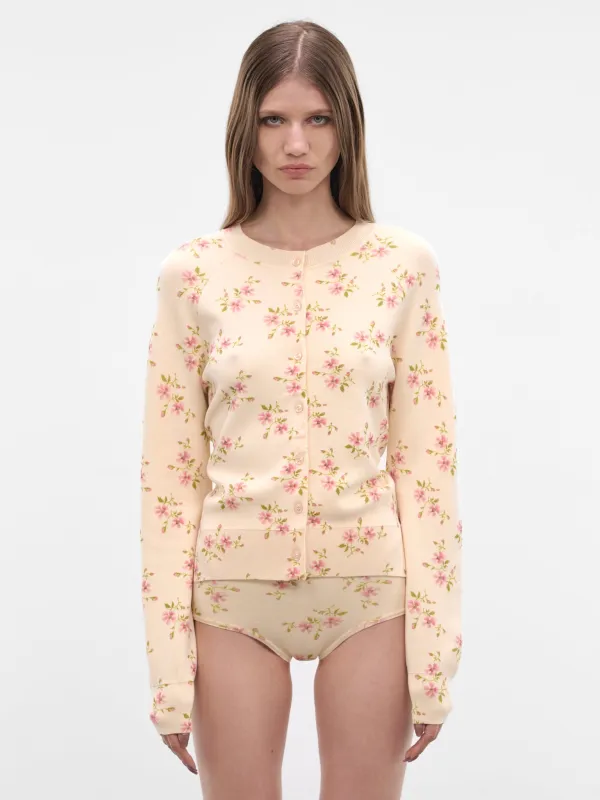 Cream Knit Tiny Flower Cardigan (AMMK6WP-0669-CREAM-FLORAL) made by Simone Rocha