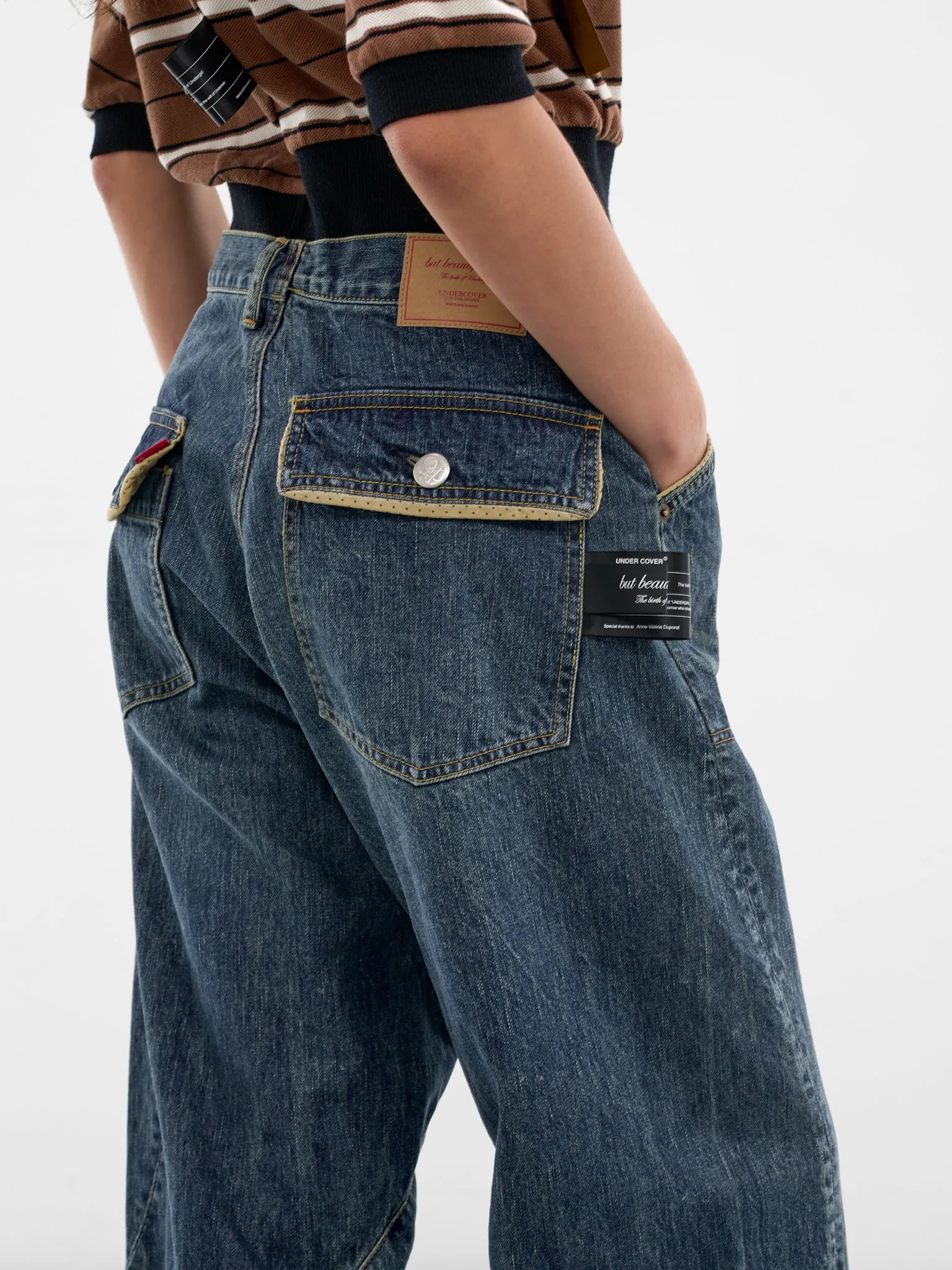 Indigo Denim Twisted Wide Jeans (UC1F1501-3-INDIGO) sold by lorenzo product image thumbnail 4