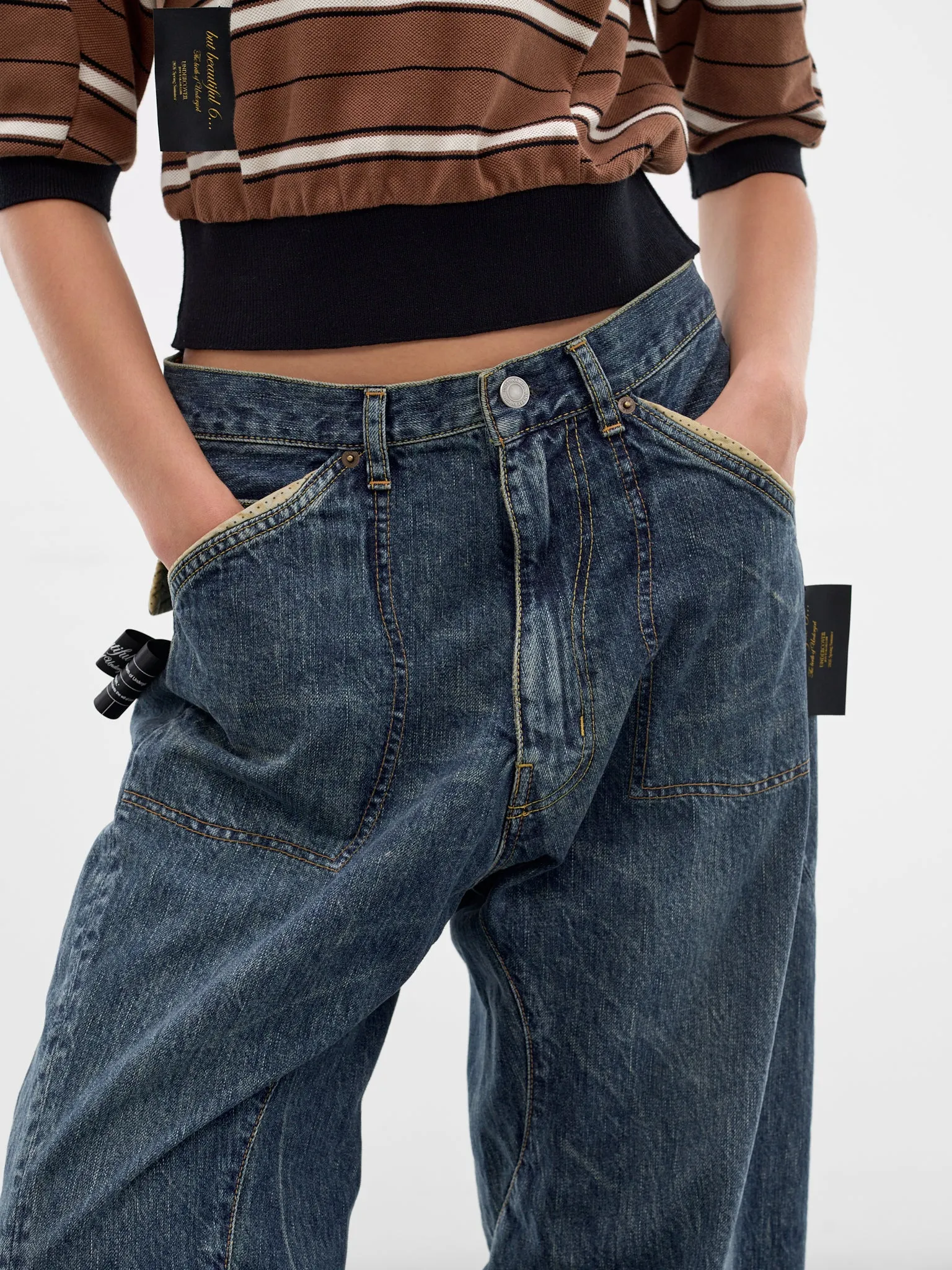 Indigo Denim Twisted Wide Jeans (UC1F1501-3-INDIGO) sold by lorenzo product image thumbnail 5