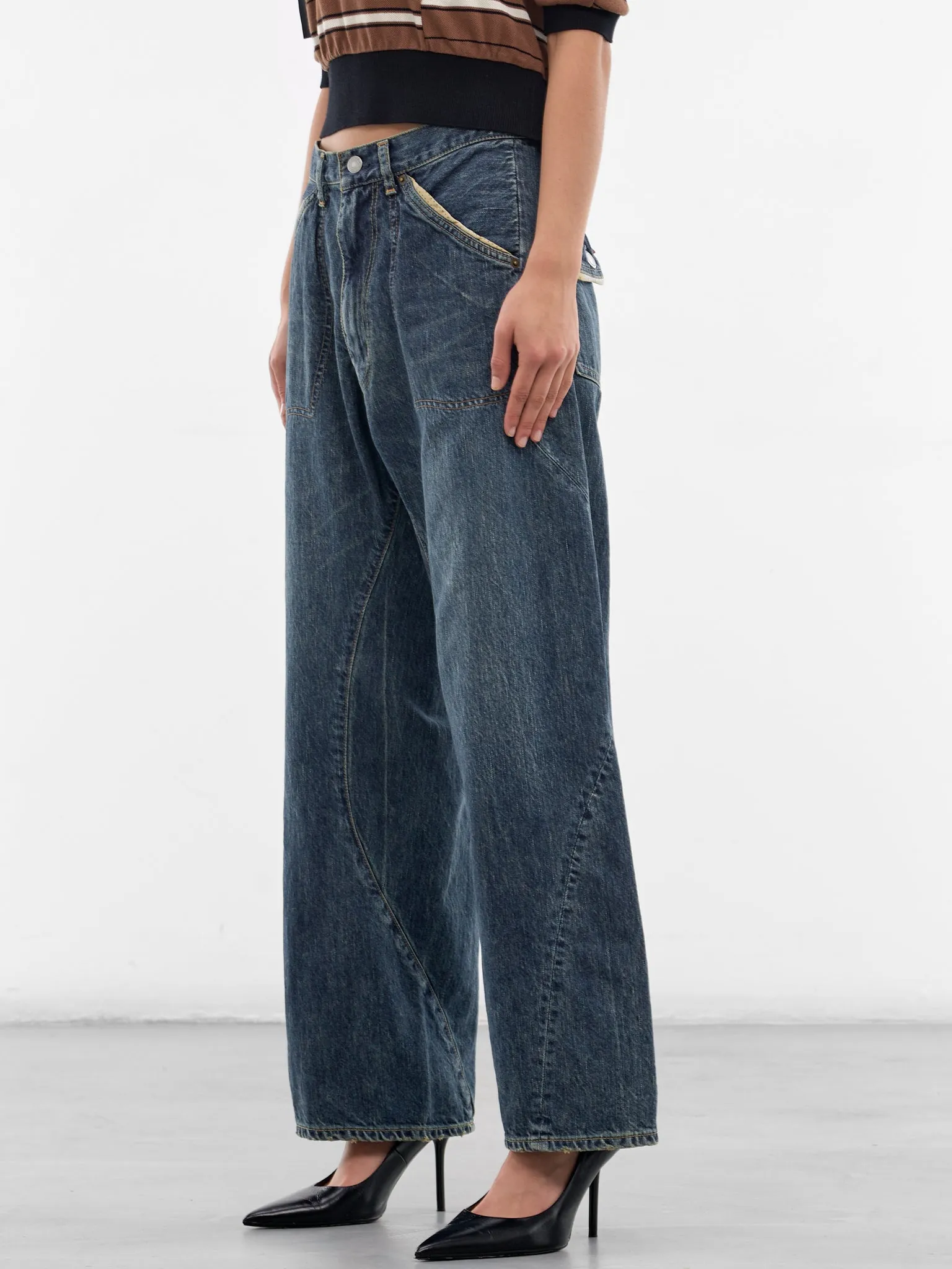 Indigo Denim Twisted Wide Jeans (UC1F1501-3-INDIGO) sold by lorenzo product image thumbnail 2