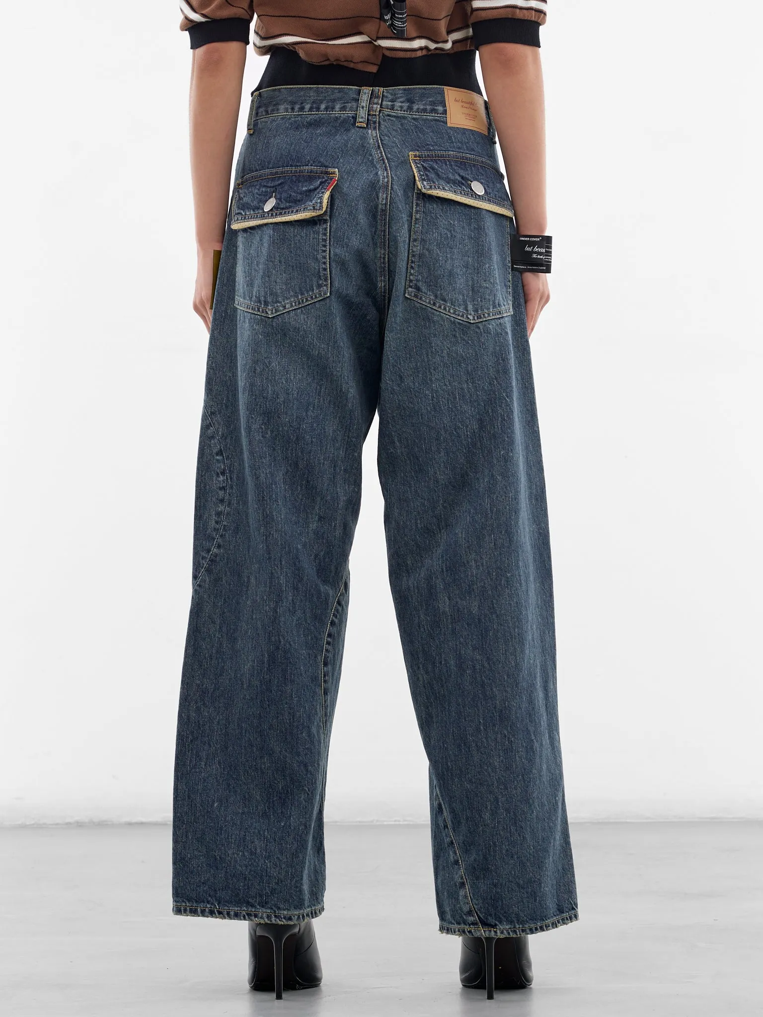 Indigo Denim Twisted Wide Jeans (UC1F1501-3-INDIGO) sold by lorenzo product image thumbnail 3
