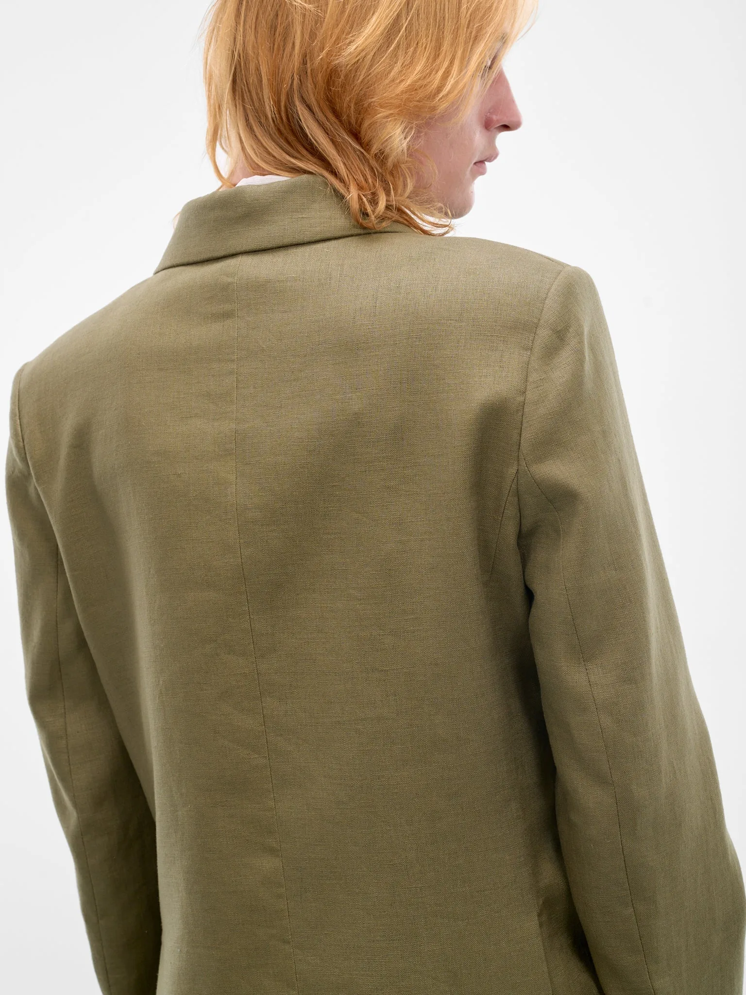 Lightweight Linen Double-Breasted Blazer (MRC99SJ001-OLIVE) sold by lorenzo product image thumbnail 4