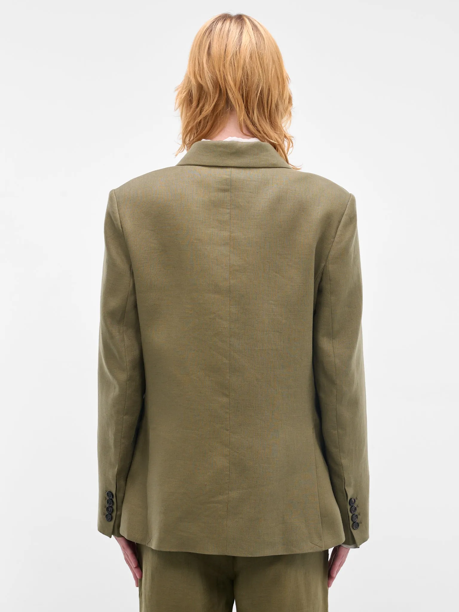 Lightweight Linen Double-Breasted Blazer (MRC99SJ001-OLIVE) sold by lorenzo product image thumbnail 3