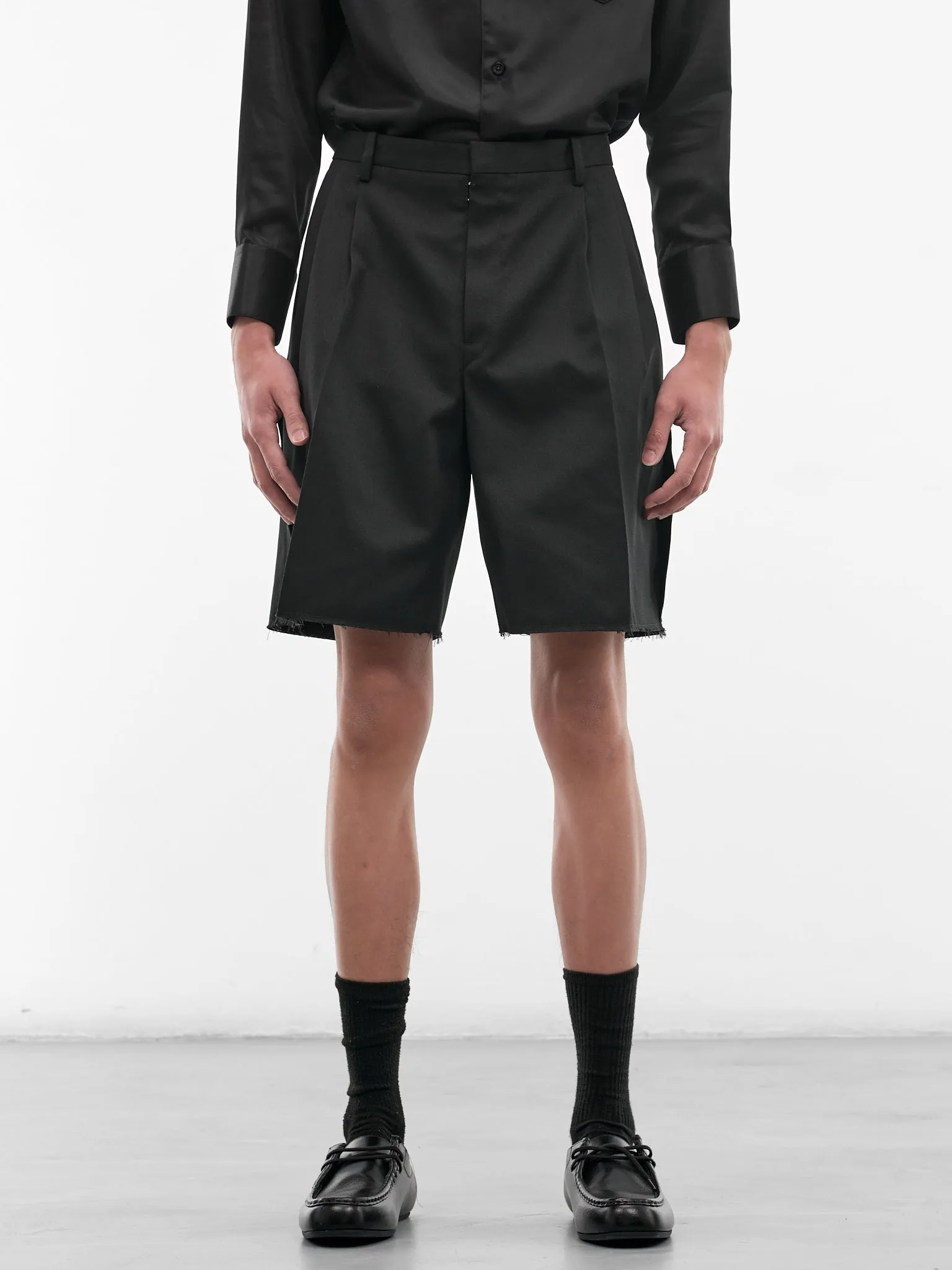 Black Pleated Bermuda Shorts (S67MU0063-S54042-900-BLACK) sold by lorenzo
