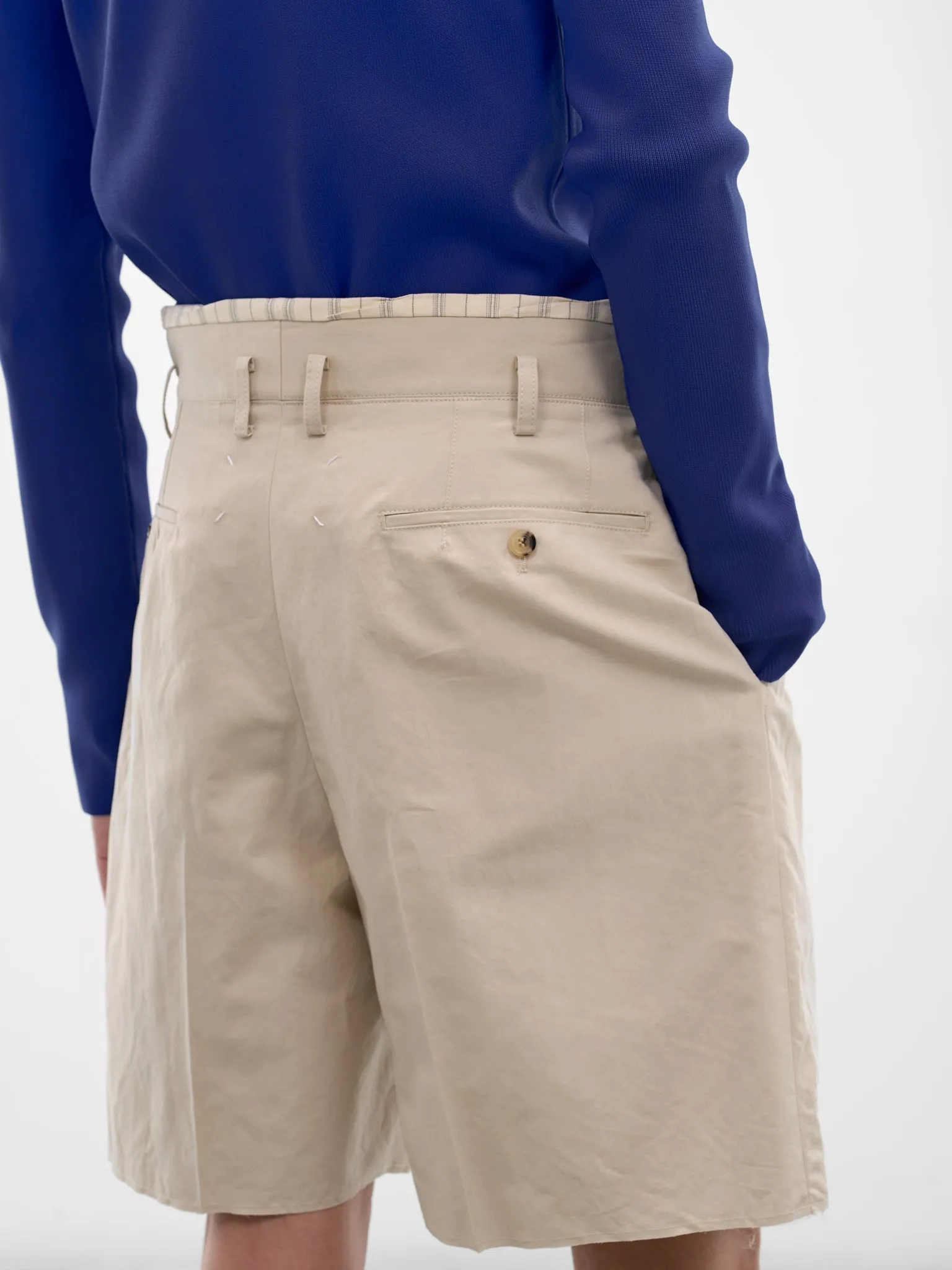 Beige Cotton Wide Leg Shorts (S50MU0093-M35758-106-BEIGE) sold by lorenzo product image thumbnail 5