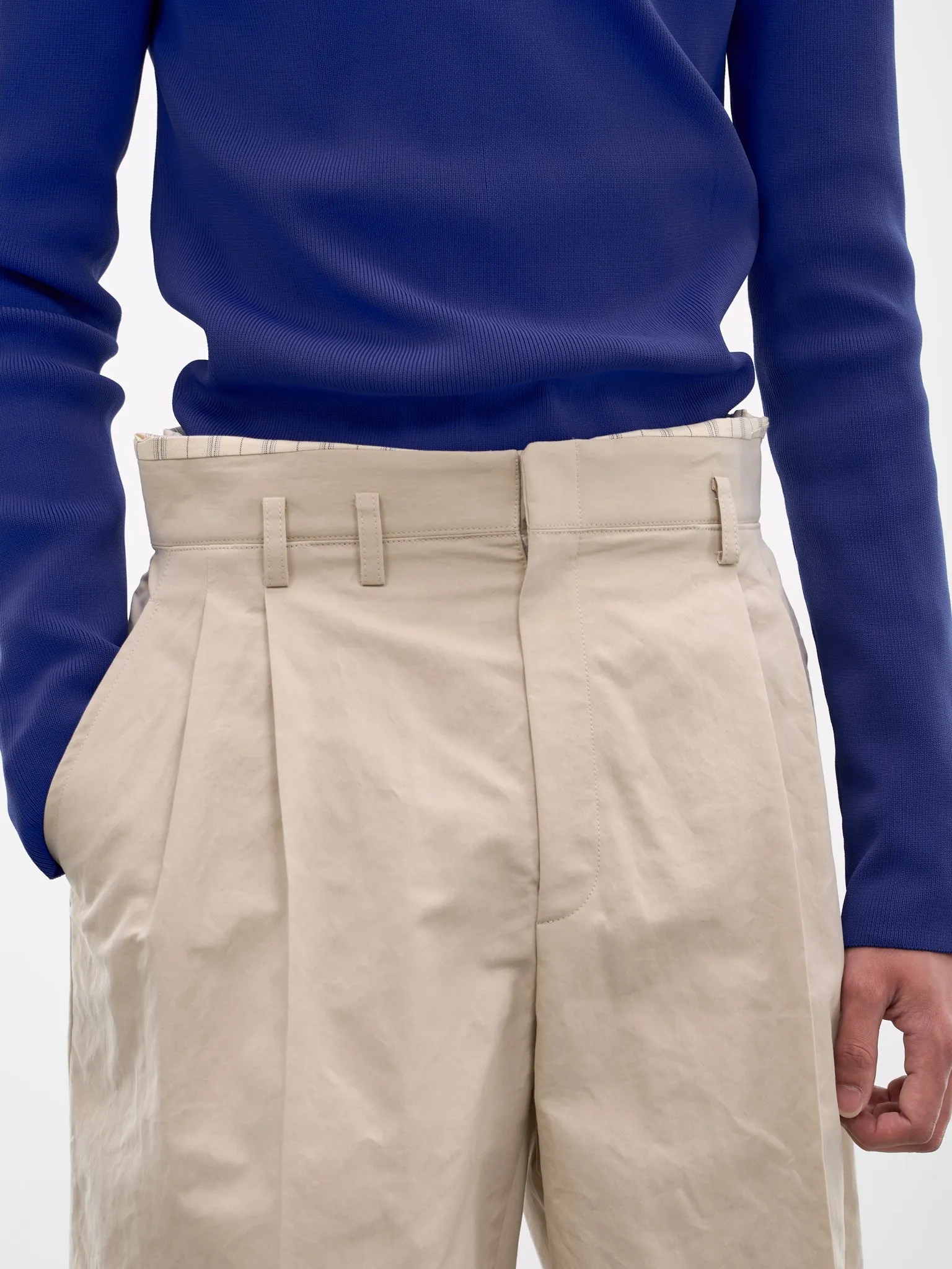 Beige Cotton Wide Leg Shorts (S50MU0093-M35758-106-BEIGE) sold by lorenzo product image thumbnail 4