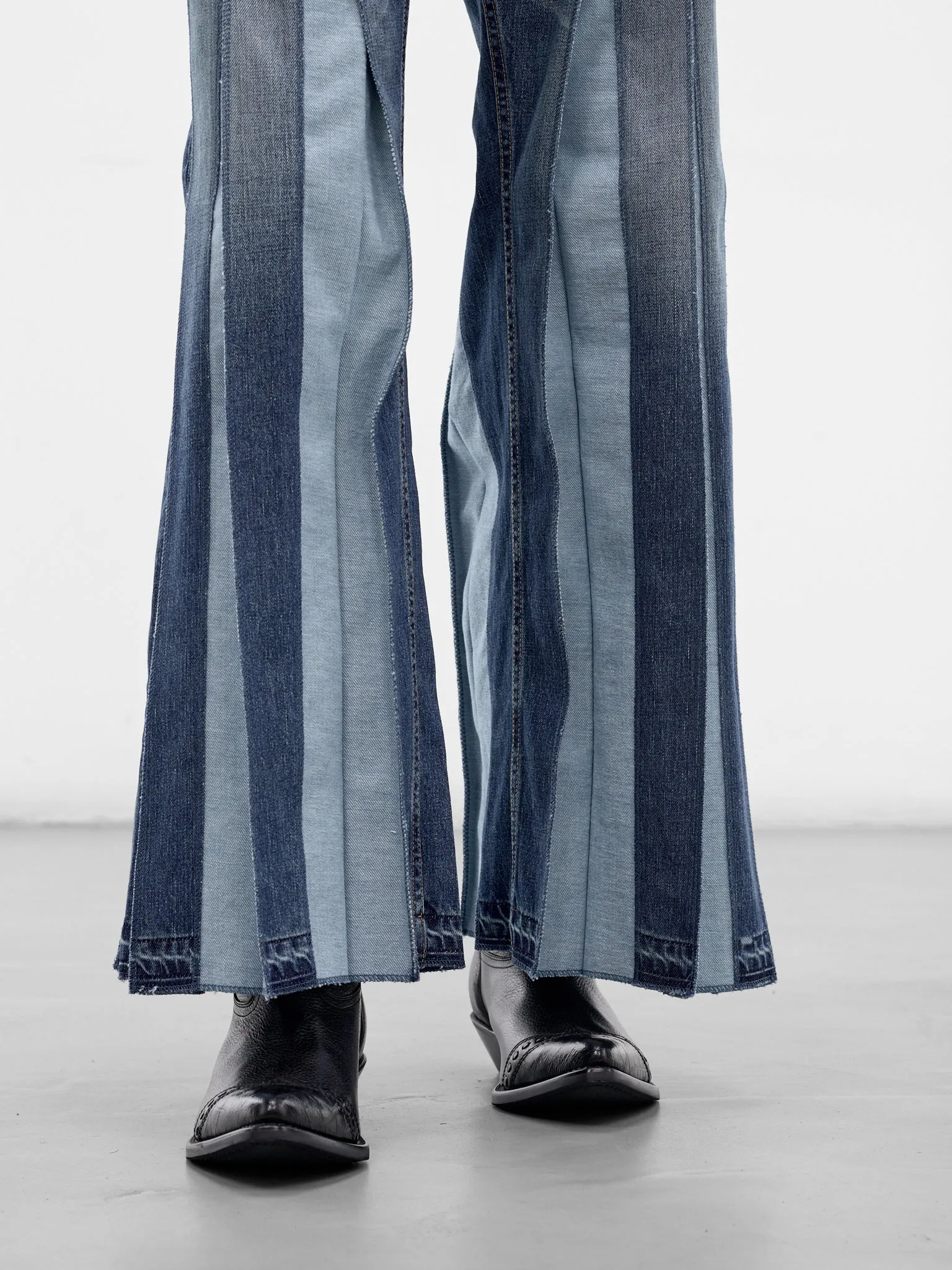 Indigo Denim Deconstructed Flare Jeans (WQ-P005-S26-INDIGO) sold by lorenzo product image thumbnail 5