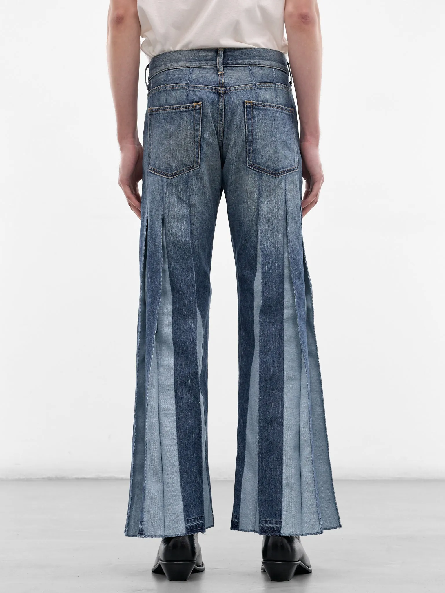 Indigo Denim Deconstructed Flare Jeans (WQ-P005-S26-INDIGO) sold by lorenzo product image thumbnail 3