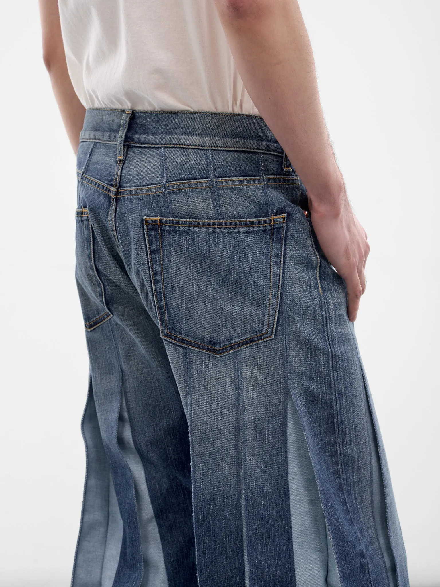 Indigo Denim Deconstructed Flare Jeans (WQ-P005-S26-INDIGO) sold by lorenzo product image thumbnail 4