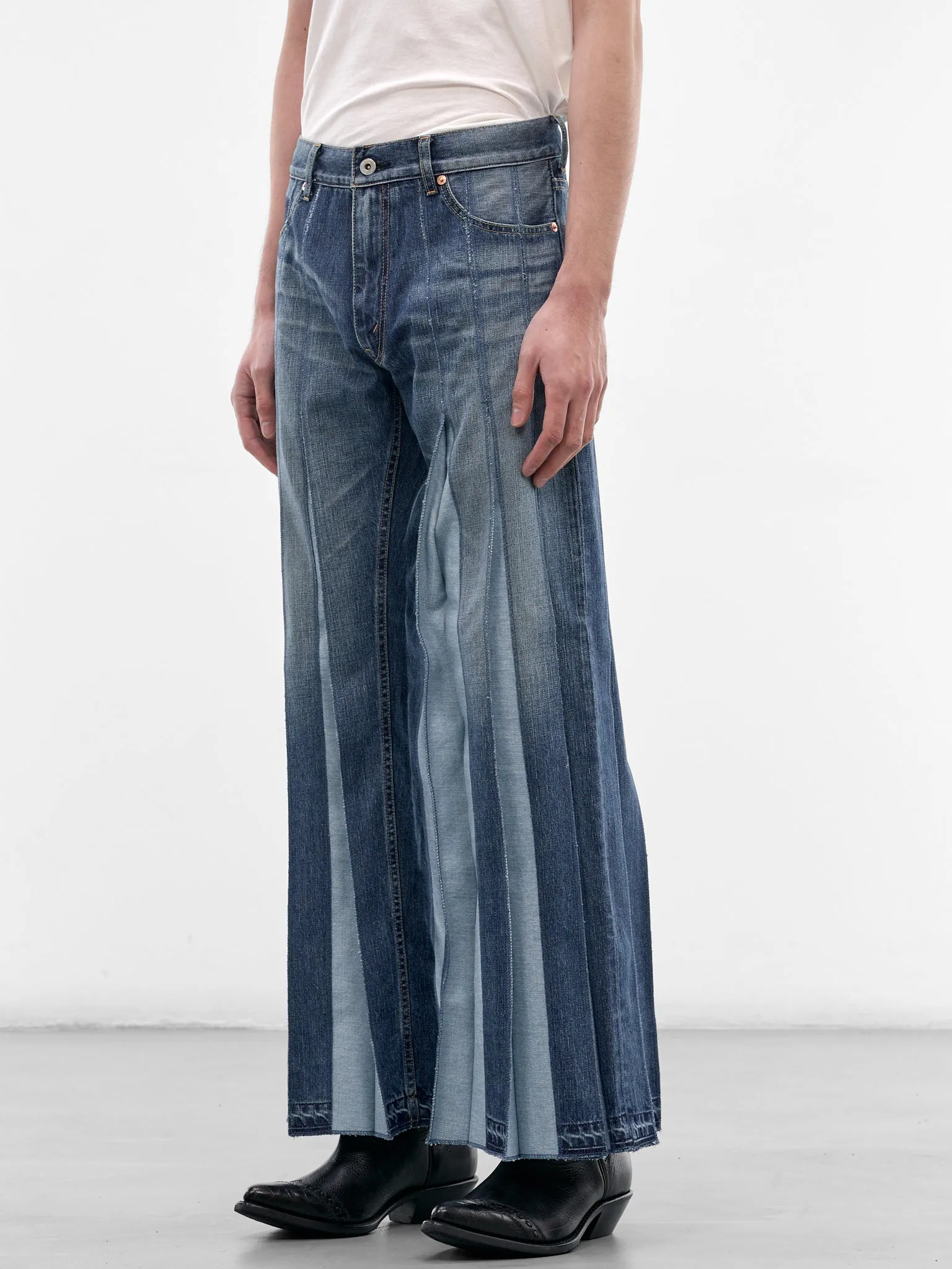 Indigo Denim Deconstructed Flare Jeans (WQ-P005-S26-INDIGO) sold by lorenzo product image thumbnail 2