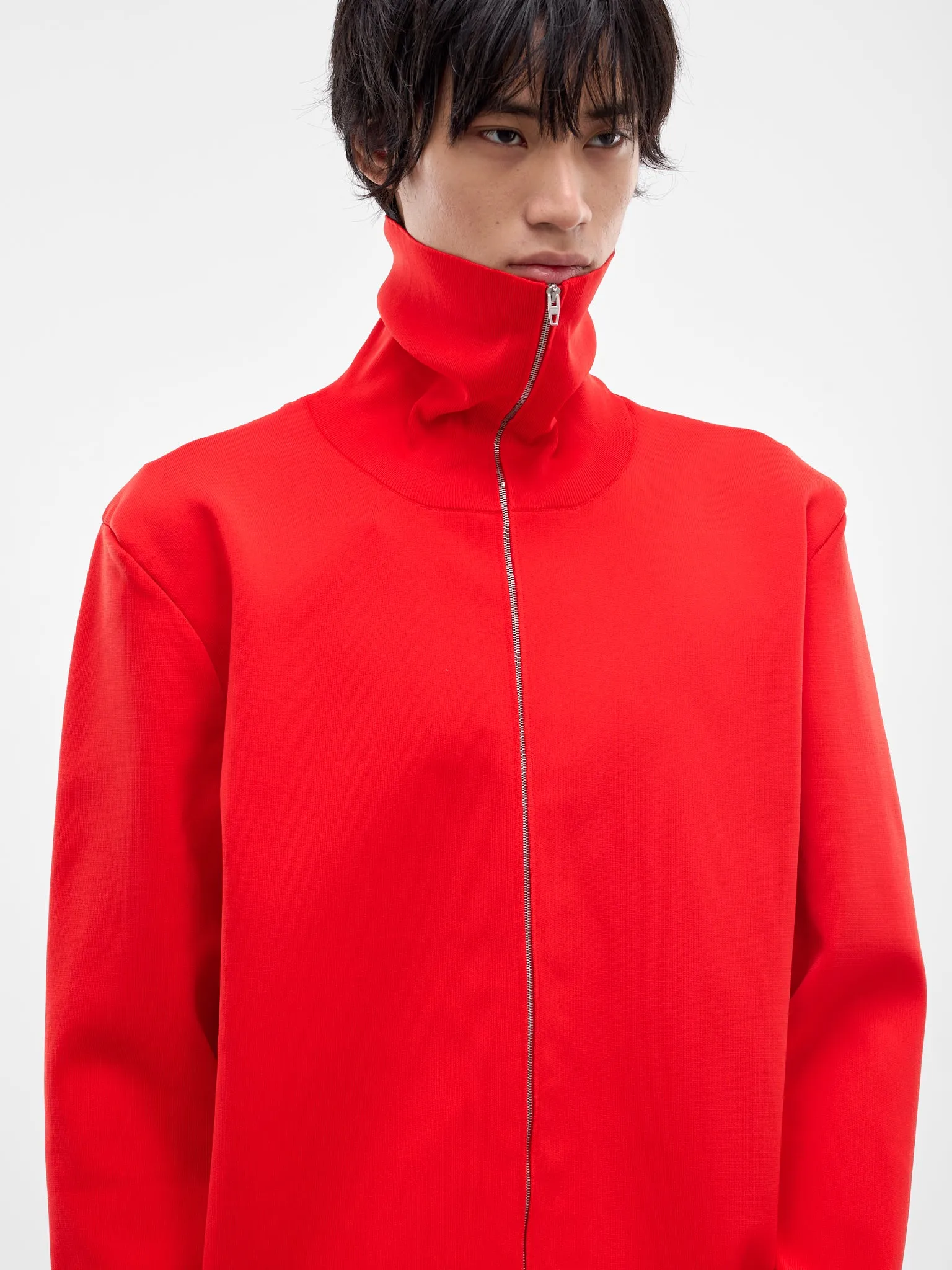 Red High Neck Zip Jacket (J21HP0014-J19165-626-RED) sold by lorenzo product image thumbnail 5