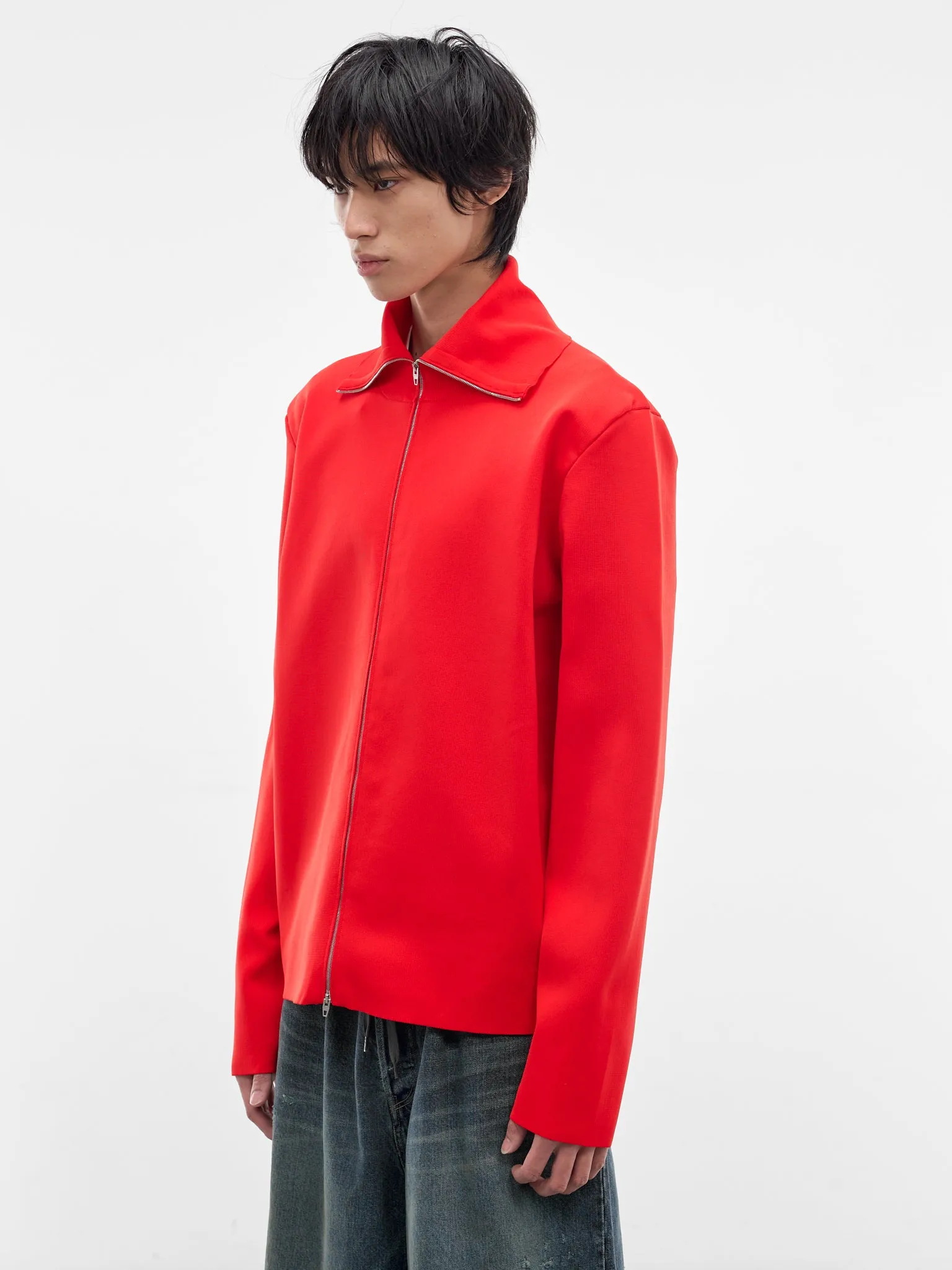 Red High Neck Zip Jacket (J21HP0014-J19165-626-RED) sold by lorenzo product image thumbnail 2