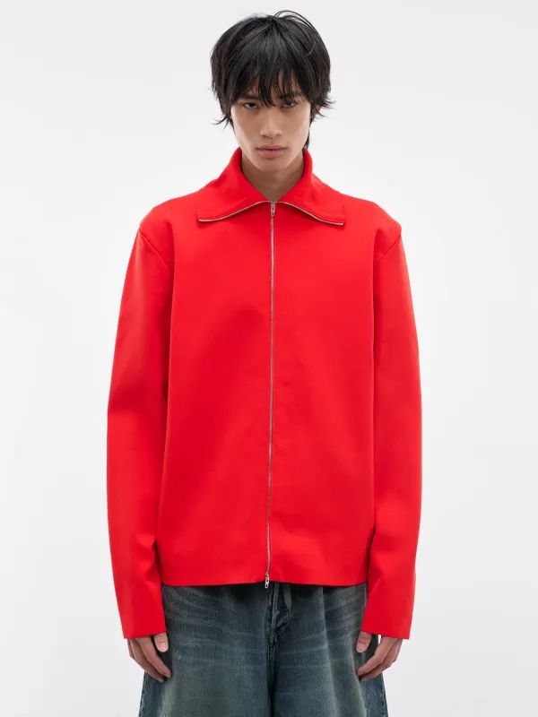 Red High Neck Zip Jacket (J21HP0014-J19165-626-RED) made by Jil Sander