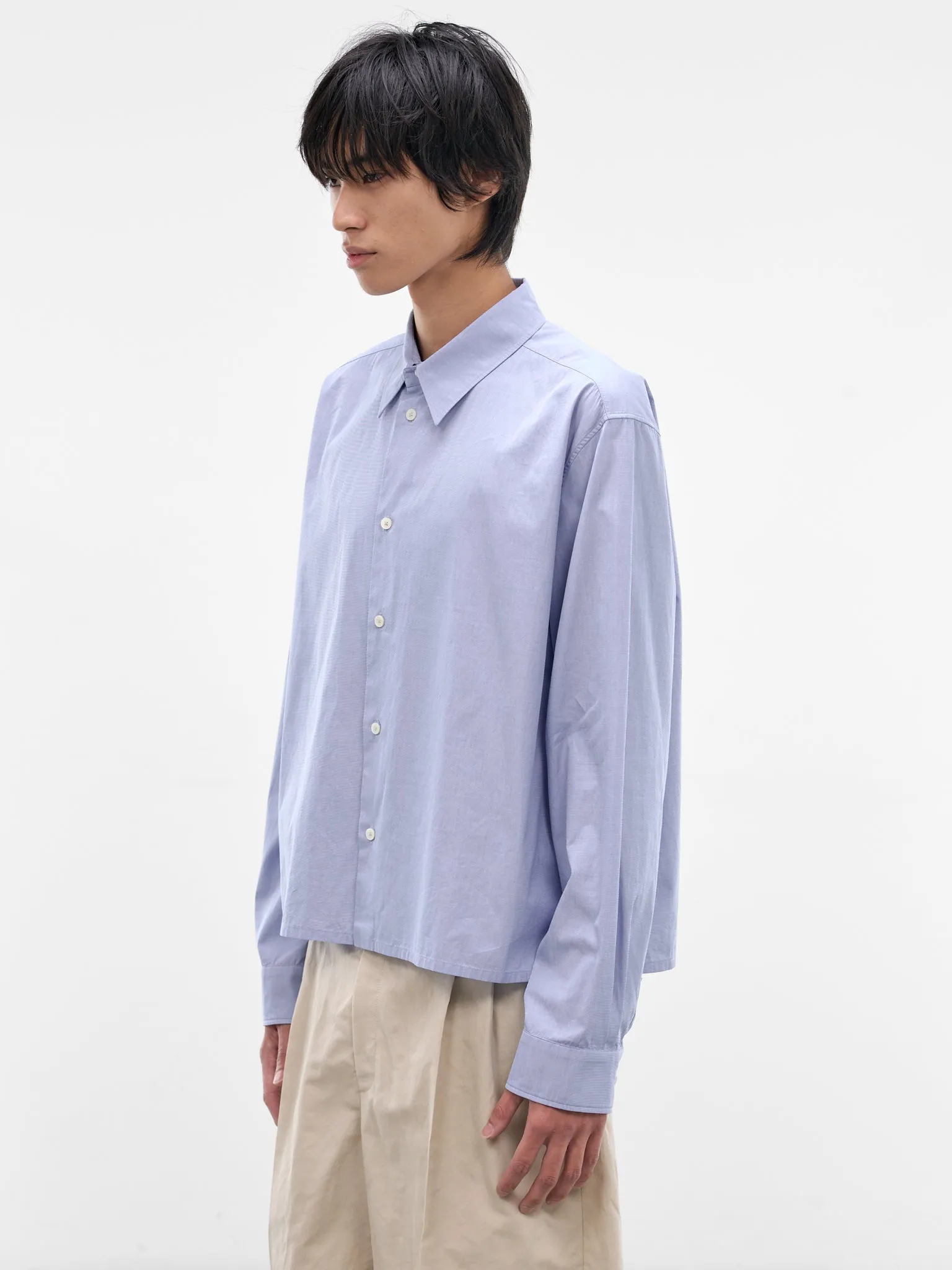 Blue Boxy Cropped Button-Up Shirt (J21DL0276-J45341-458-LIGHT-BLU) sold by lorenzo product image thumbnail 2