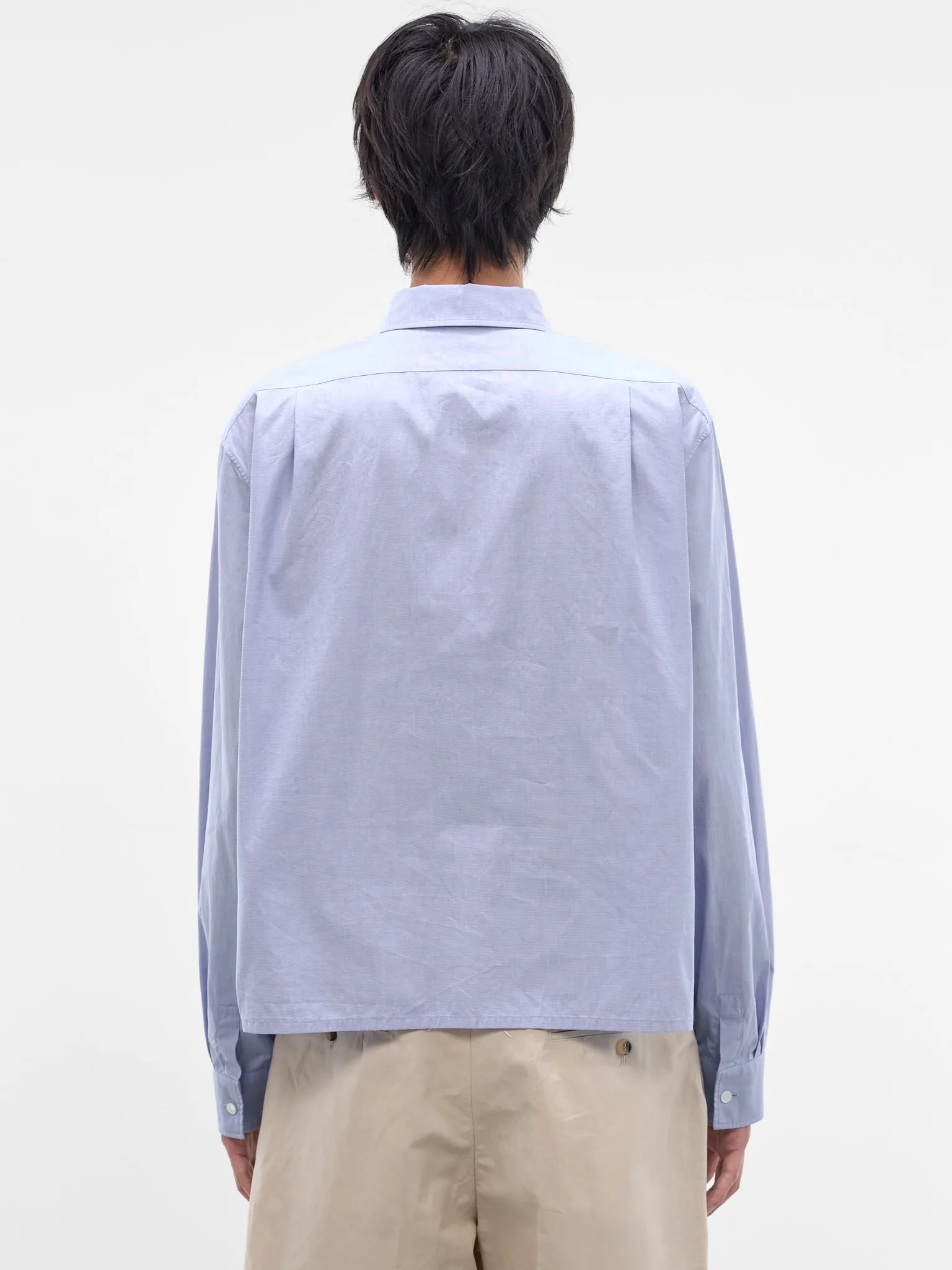 Blue Boxy Cropped Button-Up Shirt (J21DL0276-J45341-458-LIGHT-BLU) sold by lorenzo product image thumbnail 3