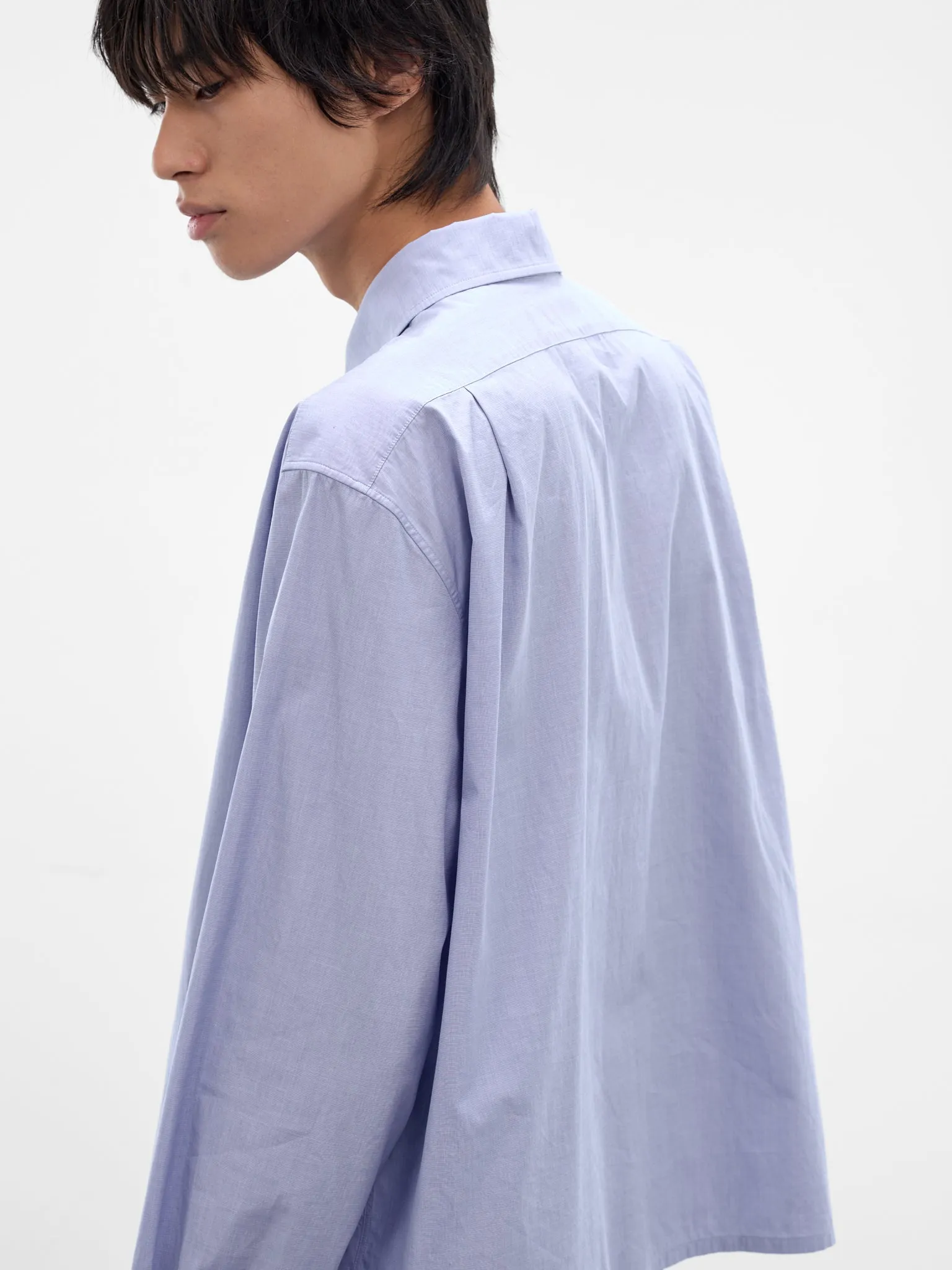 Blue Boxy Cropped Button-Up Shirt (J21DL0276-J45341-458-LIGHT-BLU) sold by lorenzo product image thumbnail 4