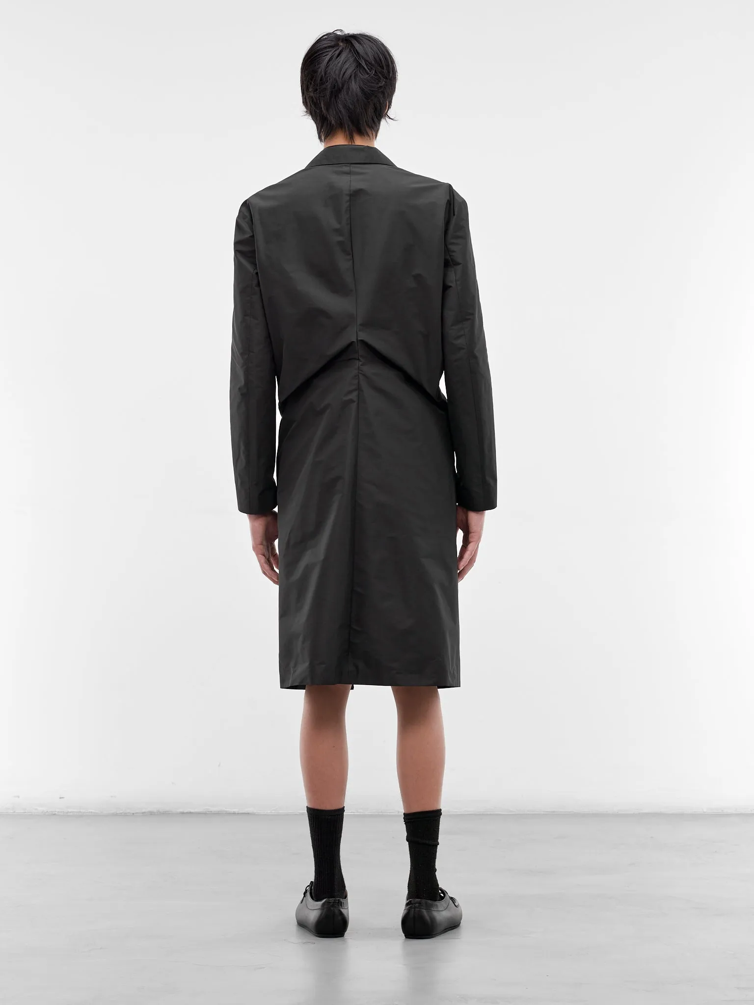 Black Asymmetric Gathered Coat (J21AA0207-J70221-001-BLACK) sold by lorenzo product image thumbnail 3