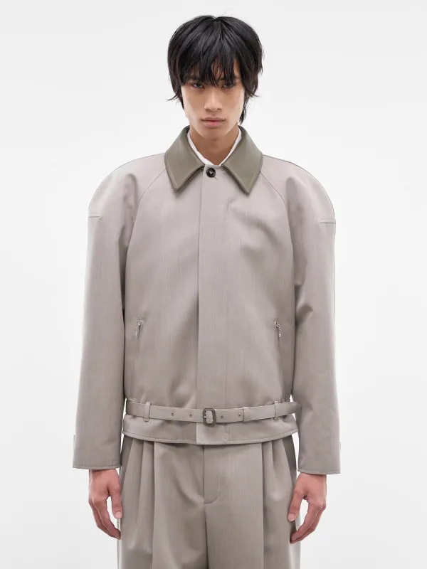 Stone Wool Melange Blouson (861962V6DE0004-STONE-MELANGE) made by Bottega Veneta