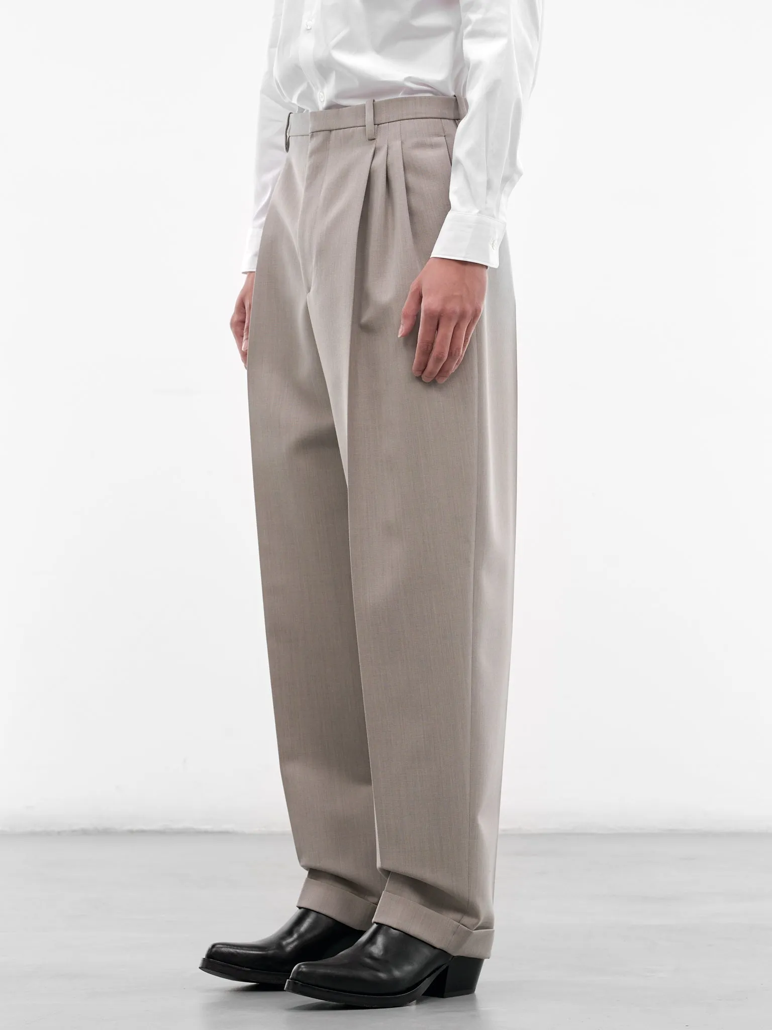 Stone Tailored Wide Trousers (851380V6DE0004-STONE-MELANGE) sold by lorenzo product image thumbnail 2
