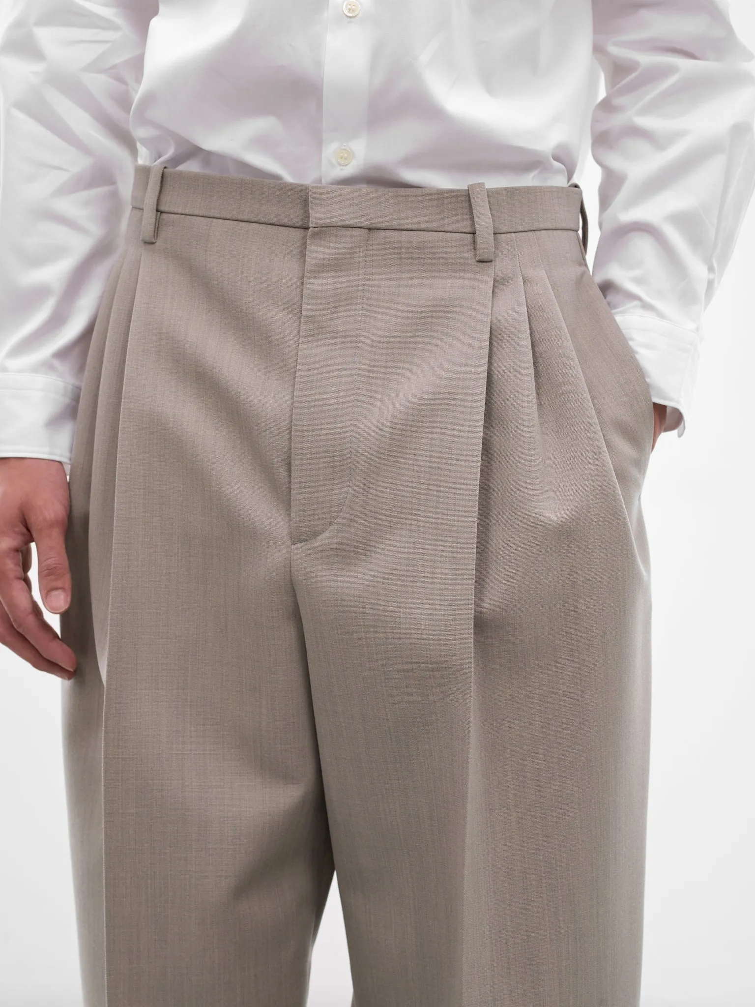 Stone Tailored Wide Trousers (851380V6DE0004-STONE-MELANGE) sold by lorenzo product image thumbnail 4
