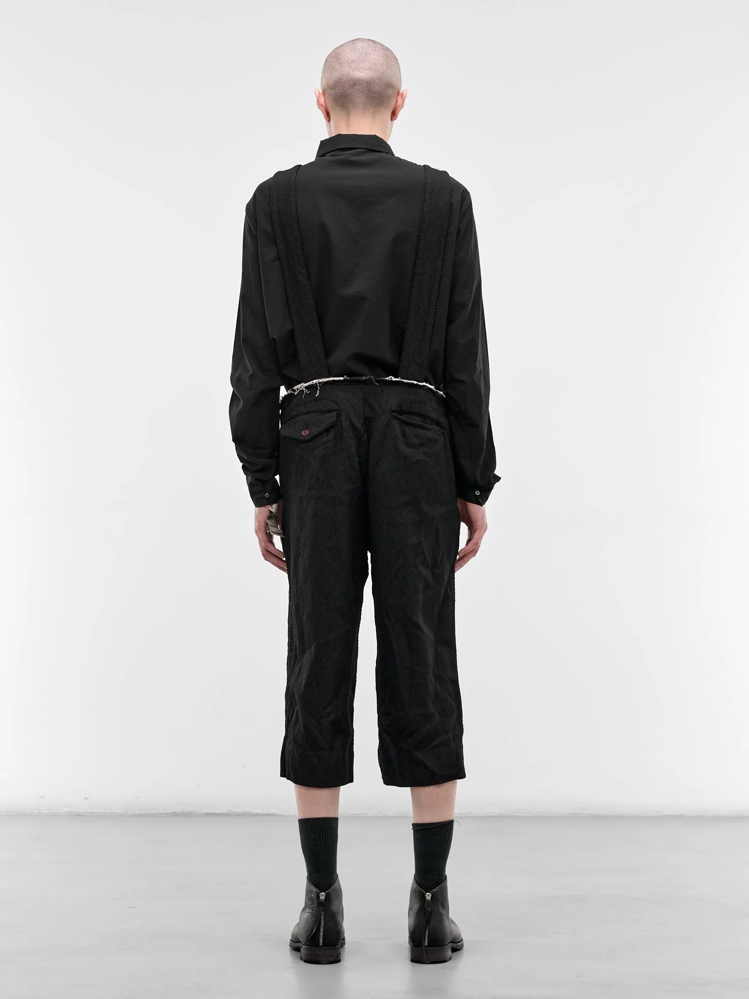 Black Suspenders Cropped Trousers (PQ-P040-S26-BLACK) sold by lorenzo product image thumbnail 3