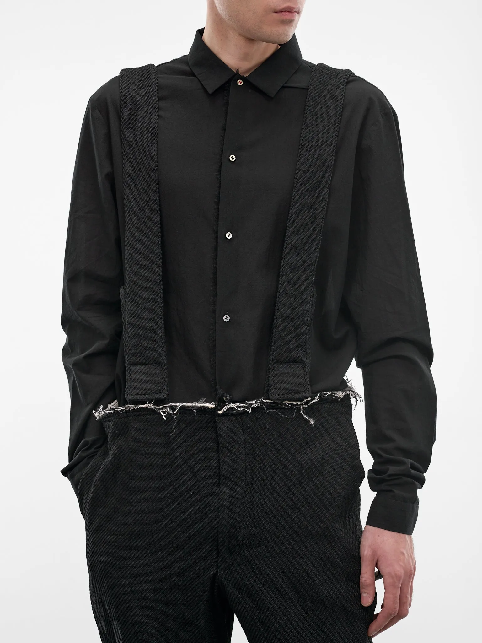 Black Suspenders Cropped Trousers (PQ-P040-S26-BLACK) sold by lorenzo product image thumbnail 4
