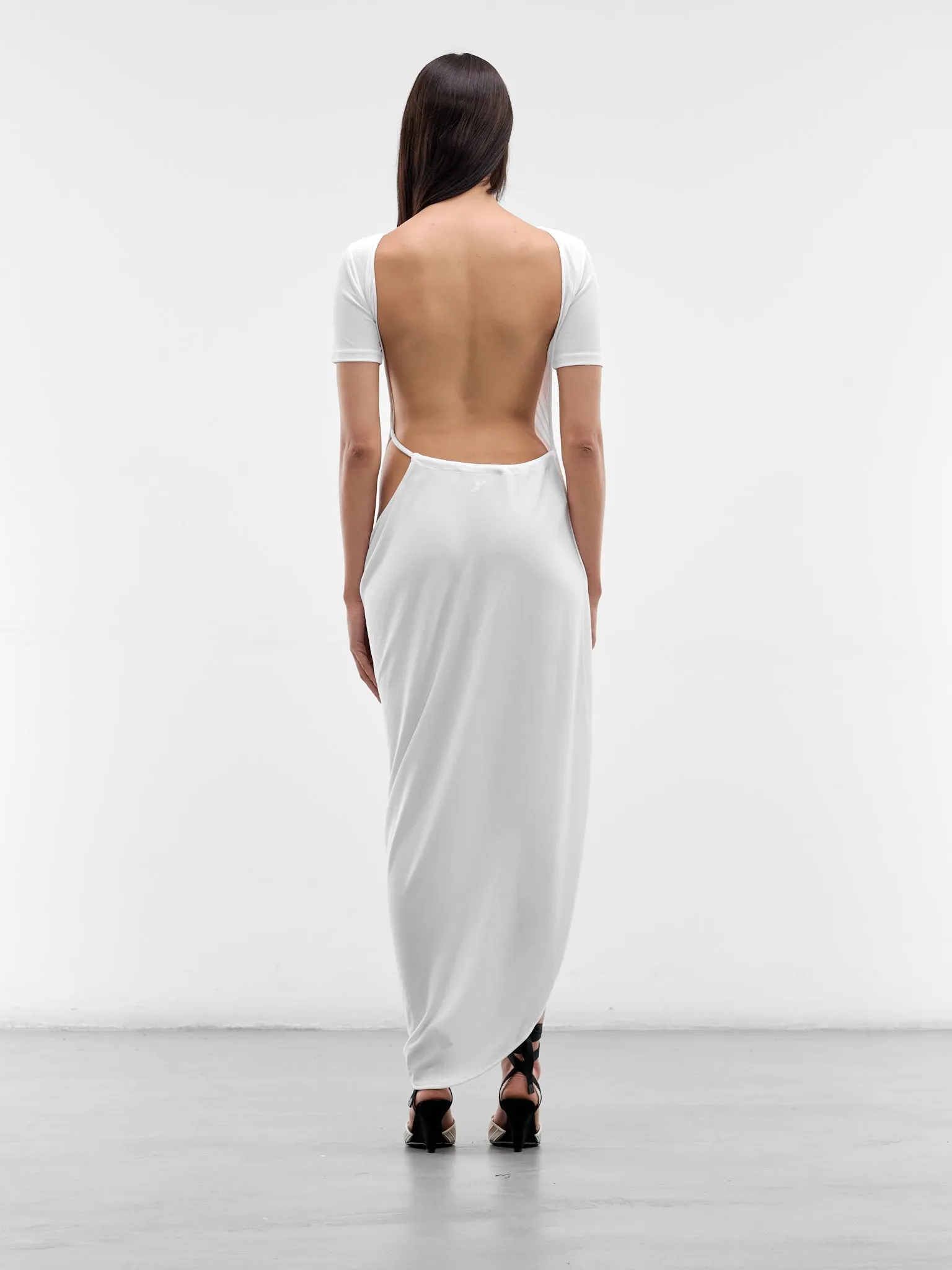 White Sole Asymmetric Draped Dress (DRW00841AJ00253-WHITE) sold by lorenzo product image thumbnail 3
