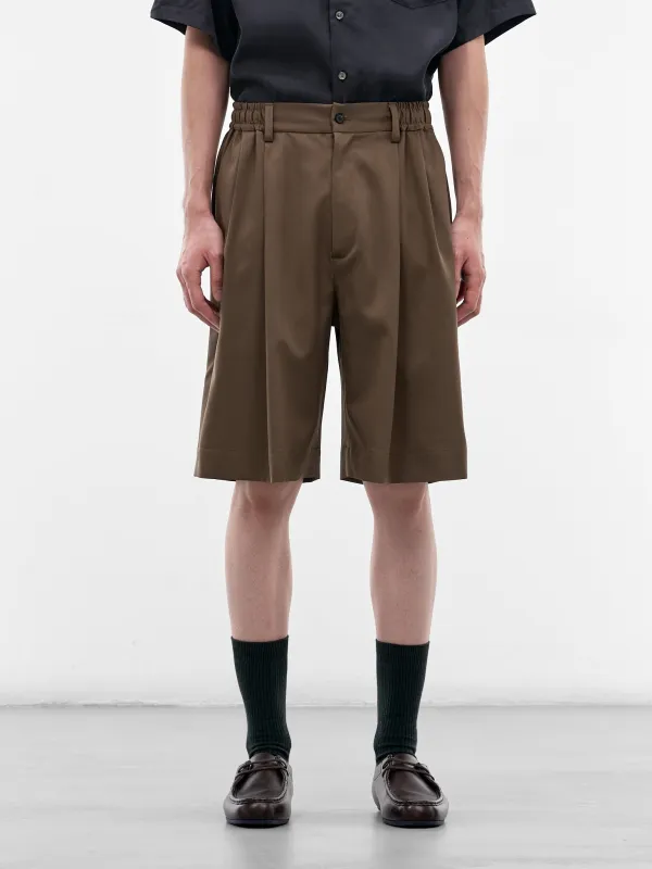 Beige Elasticated Waist Wool Shorts (ST-1435-DARK-BEIGE) made by ssstein