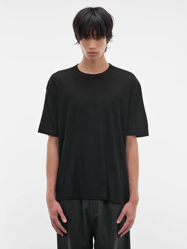 Black Rib-Knit Wool Tee (ST-1501-BLACK) made by ssstein