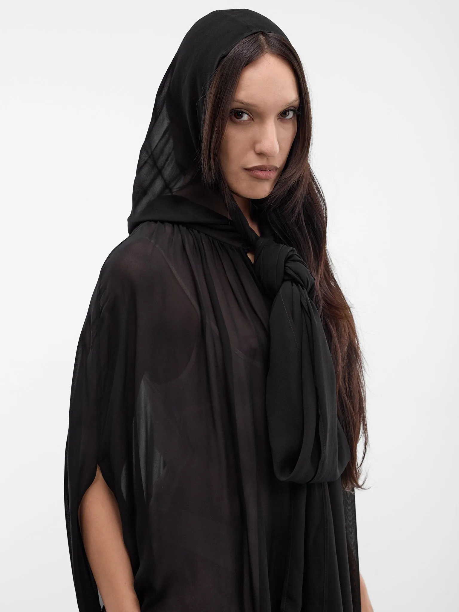 Black Georgette Draped Cape Top (4C263A-N0990-BLACK) sold by lorenzo product image thumbnail 5