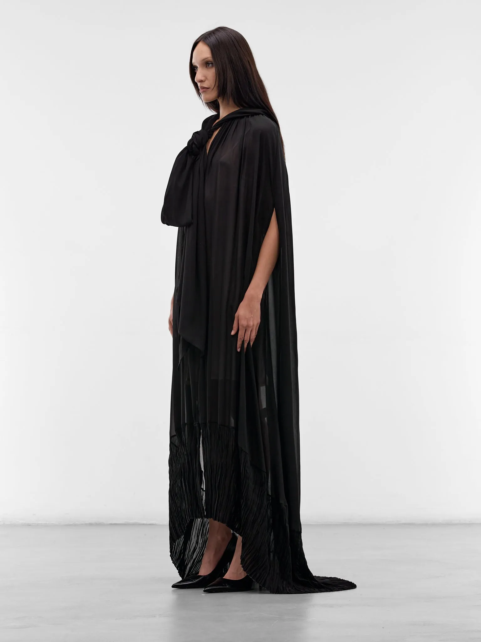 Black Georgette Draped Cape Top (4C263A-N0990-BLACK) sold by lorenzo product image thumbnail 2