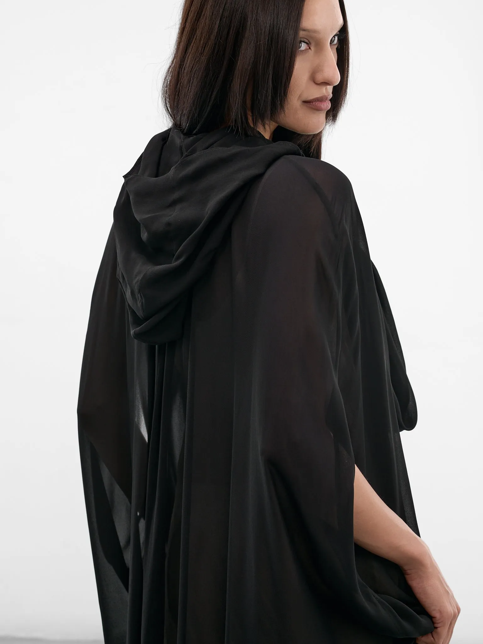 Black Georgette Draped Cape Top (4C263A-N0990-BLACK) sold by lorenzo product image thumbnail 4