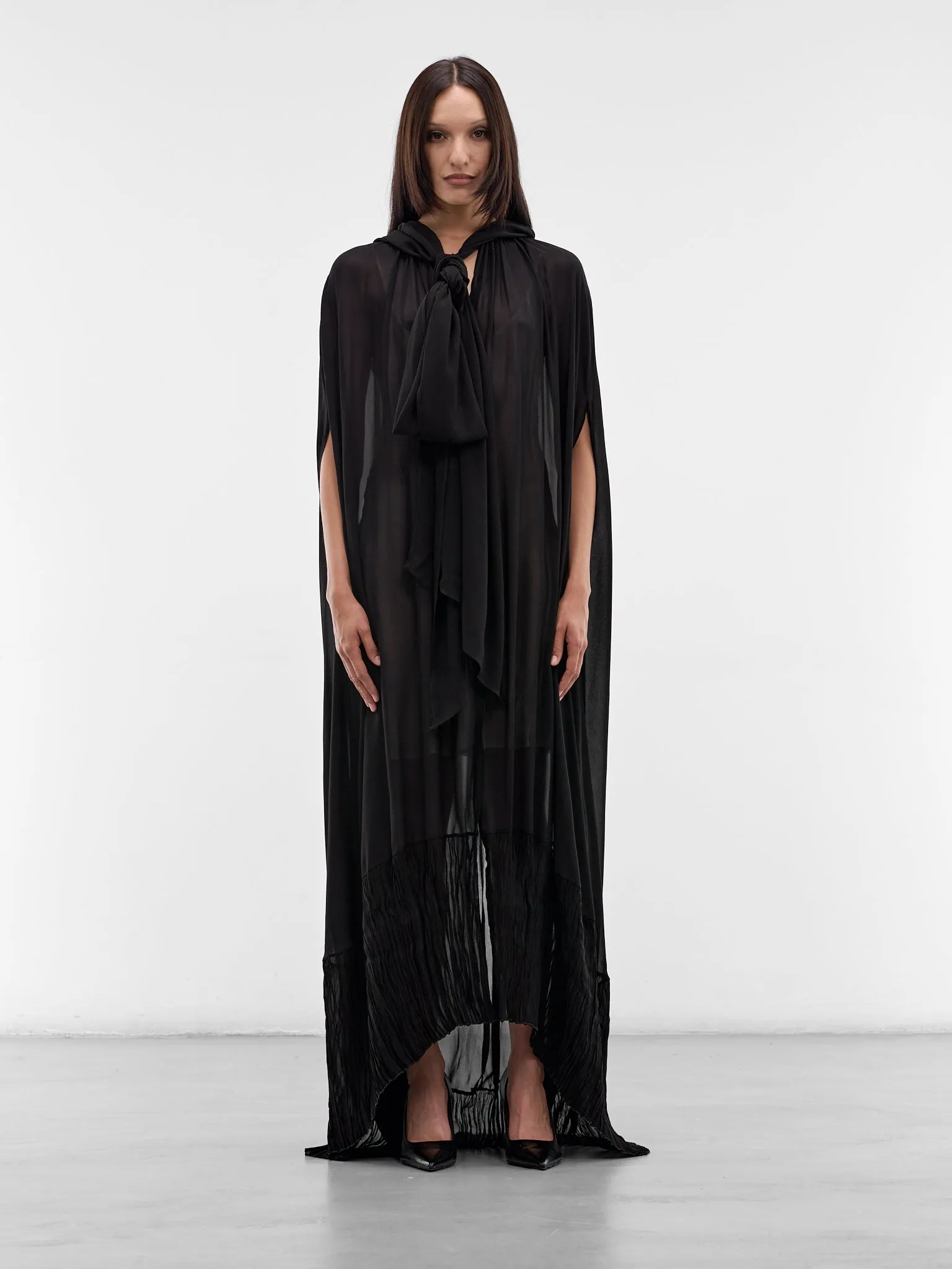 Black Georgette Draped Cape Top (4C263A-N0990-BLACK) sold by lorenzo