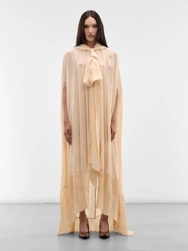 Beige Georgette Draped Cape Top (4C263A-N0147-BEIGE) made by Blumarine