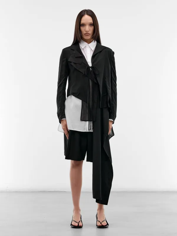 Black Asymmetric Draped Jacket (FK-J63-802-1-BLACK) made by Yohji Yamamoto
