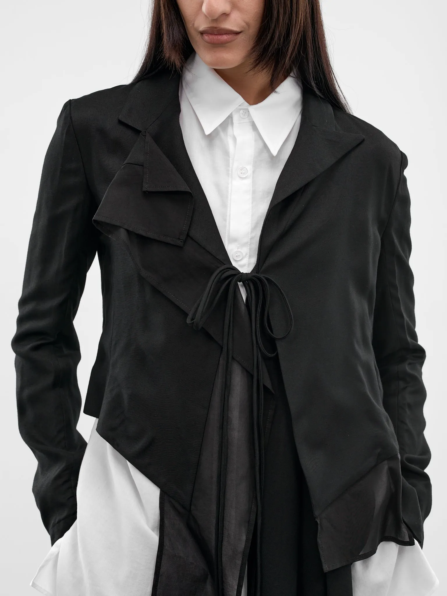 Black Asymmetric Draped Jacket (FK-J63-802-1-BLACK) sold by lorenzo product image thumbnail 4