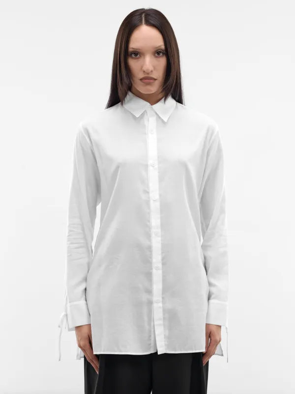 White Tied Cuffs Button-Up Shirt (FK-B62-205-1-OFF-WHITE) made by Yohji Yamamoto