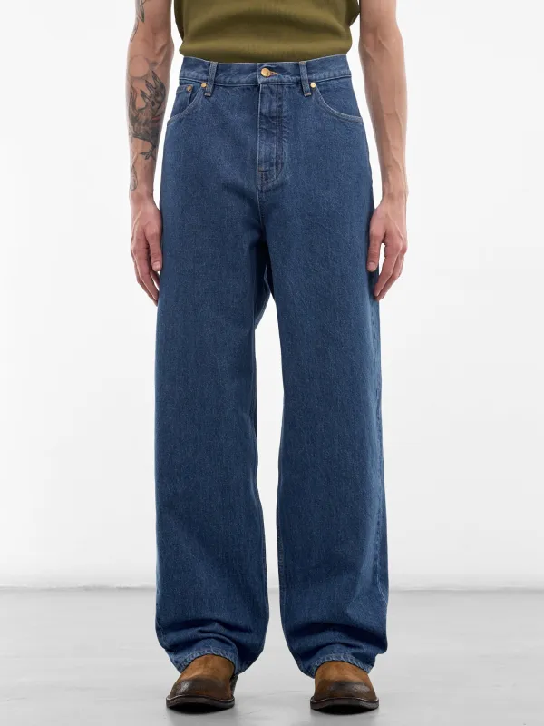 Blue Denim Wide Leg Jeans (J21KA0332-J45352-476-BLUE) made by Jil Sander