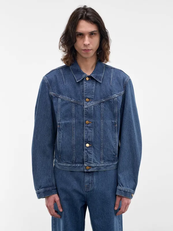 Blue Denim Trucker Jacket (J21SW0115-J45352-476-BLUE) made by Jil Sander