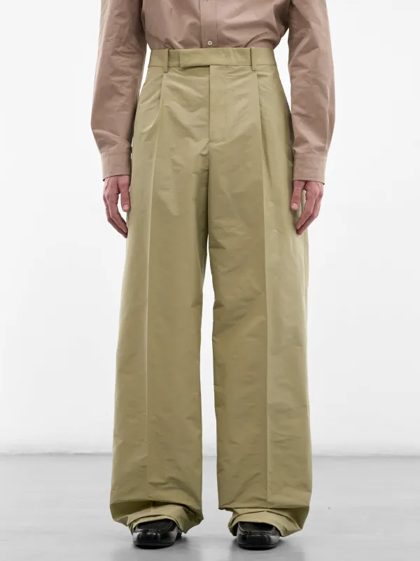 Beige Tailored Pleated Wide Trousers (J21KA0322-J70221-052-GREEN) made by Jil Sander