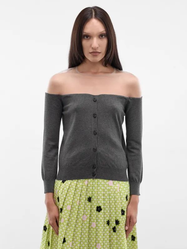 Gray Transparent Shoulder Cardigan (S62HP0043-M13273-860M-GRAY) made by Maison Margiela