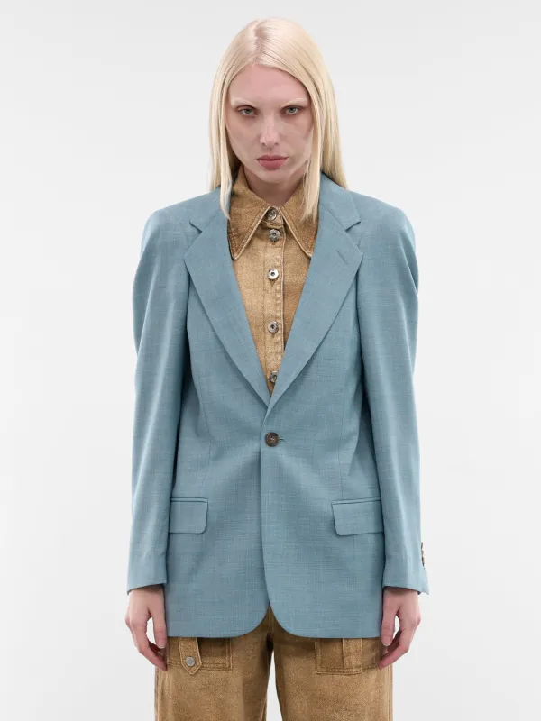 Blue Wool Hunched Shoulder Blazer (S62BN0119-M35884-513-BLUE) made by Maison Margiela