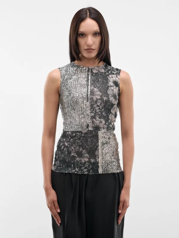 Patchwork Sequin Floral Top (S29NC0535-MTJ054-962-MULTI) made by Maison Margiela