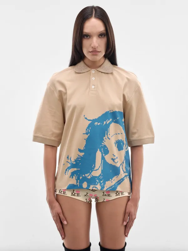 Beige Manga Polo Shirt (AWSS2600115-BEIGE-MANGA) made by Ashley Williams