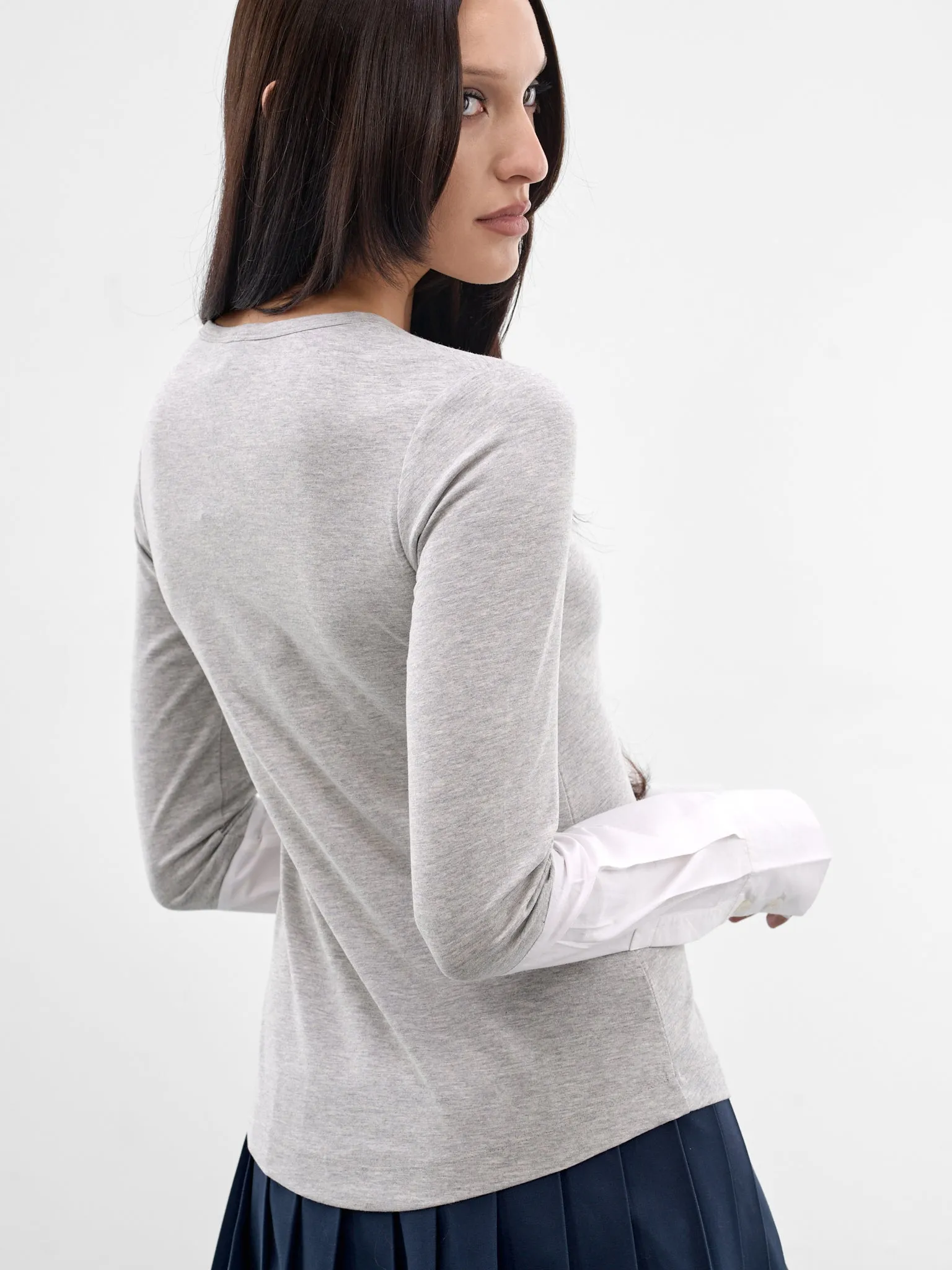 Gray Cotton Hybrid Shirt (AWSS2600052-GREY) sold by lorenzo product image thumbnail 4