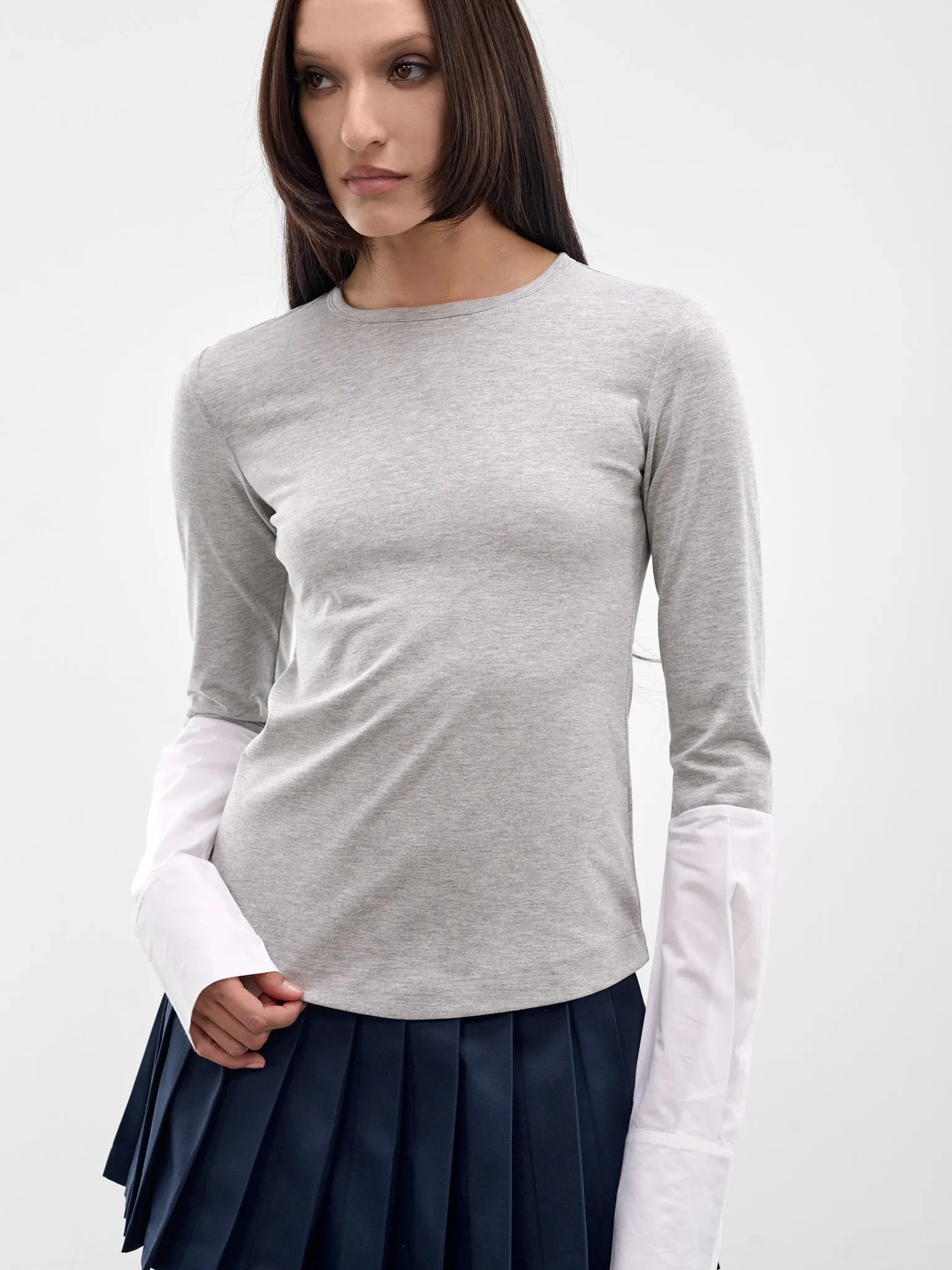 Gray Cotton Hybrid Shirt (AWSS2600052-GREY) sold by lorenzo product image thumbnail 5