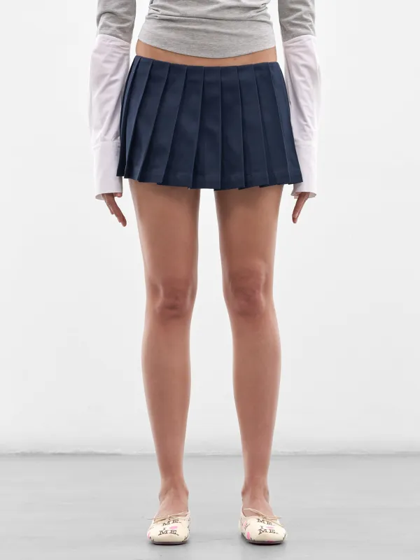 Navy Cotton Pleated Mini Skirt (AWSS2600048-NAVY) made by Ashley Williams