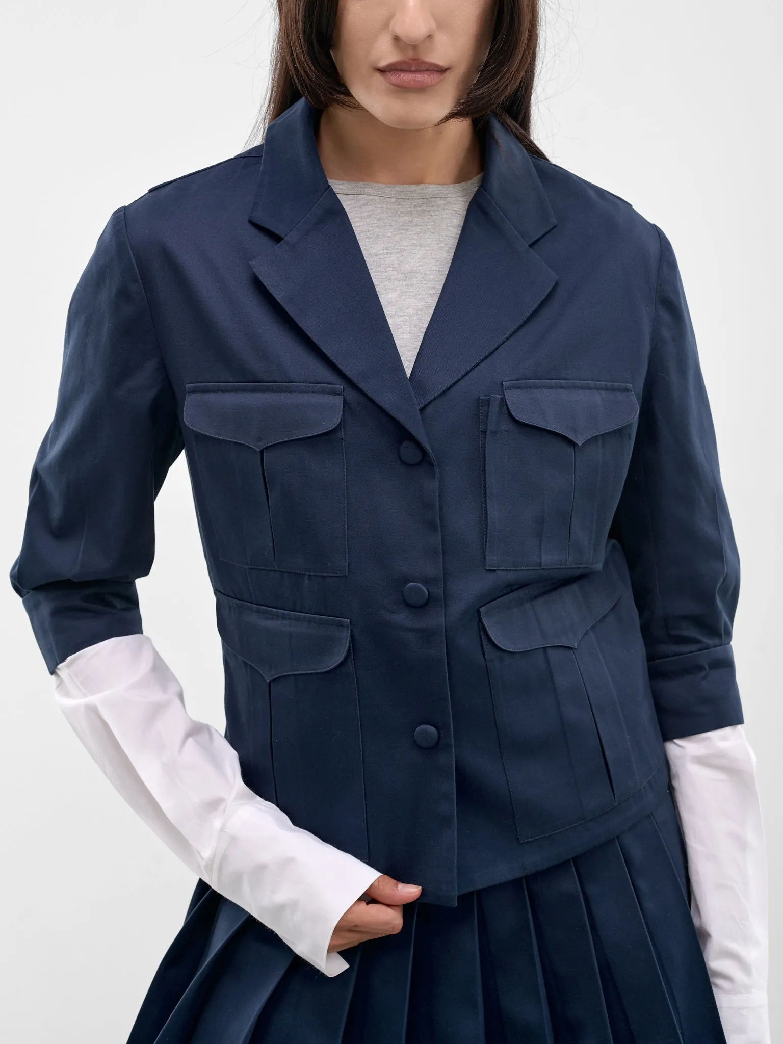 Navy Cotton Pen Pal Jacket (AWSS2600044-NAVY) sold by lorenzo product image thumbnail 5