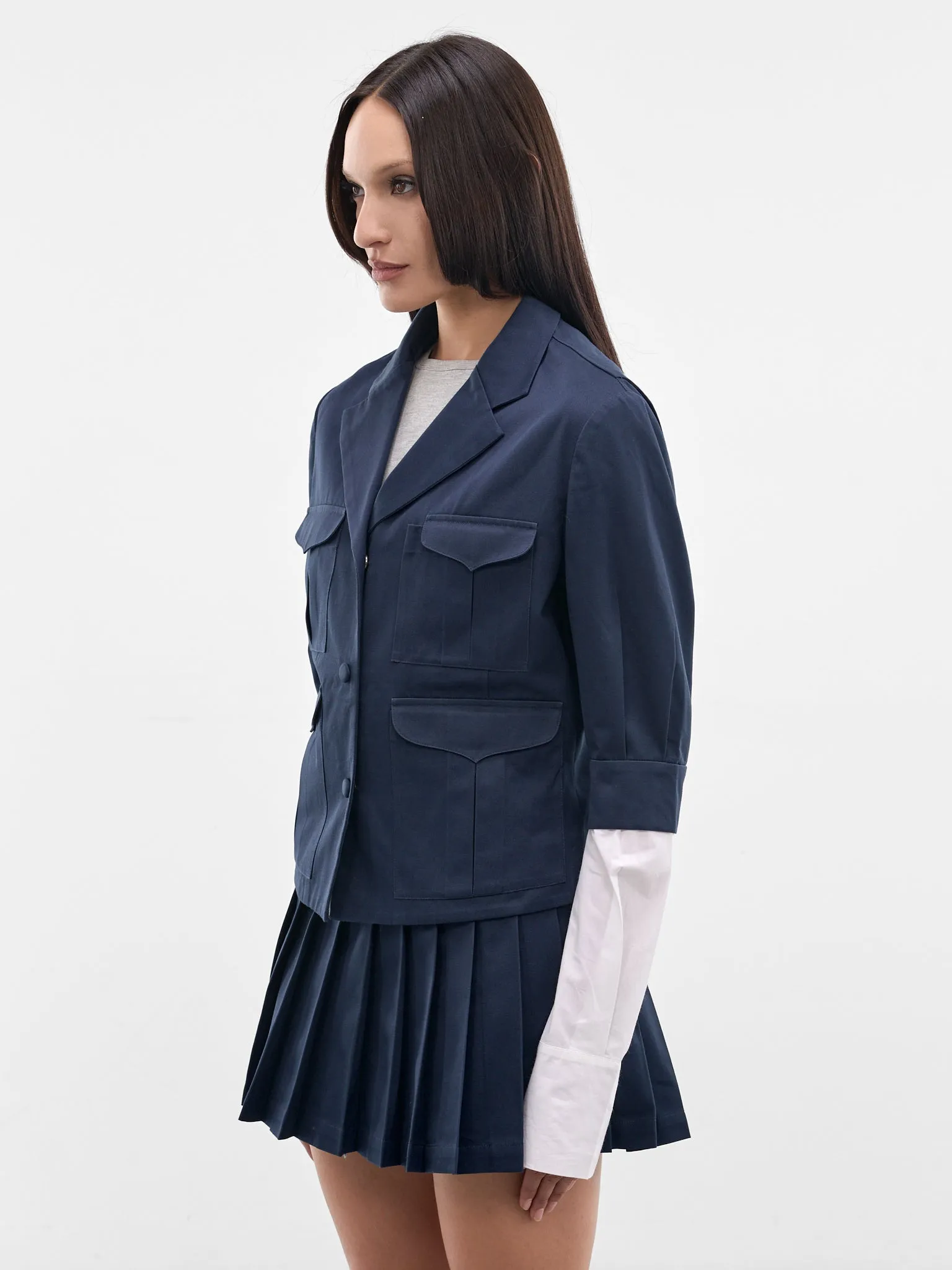 Navy Cotton Pen Pal Jacket (AWSS2600044-NAVY) sold by lorenzo product image thumbnail 2