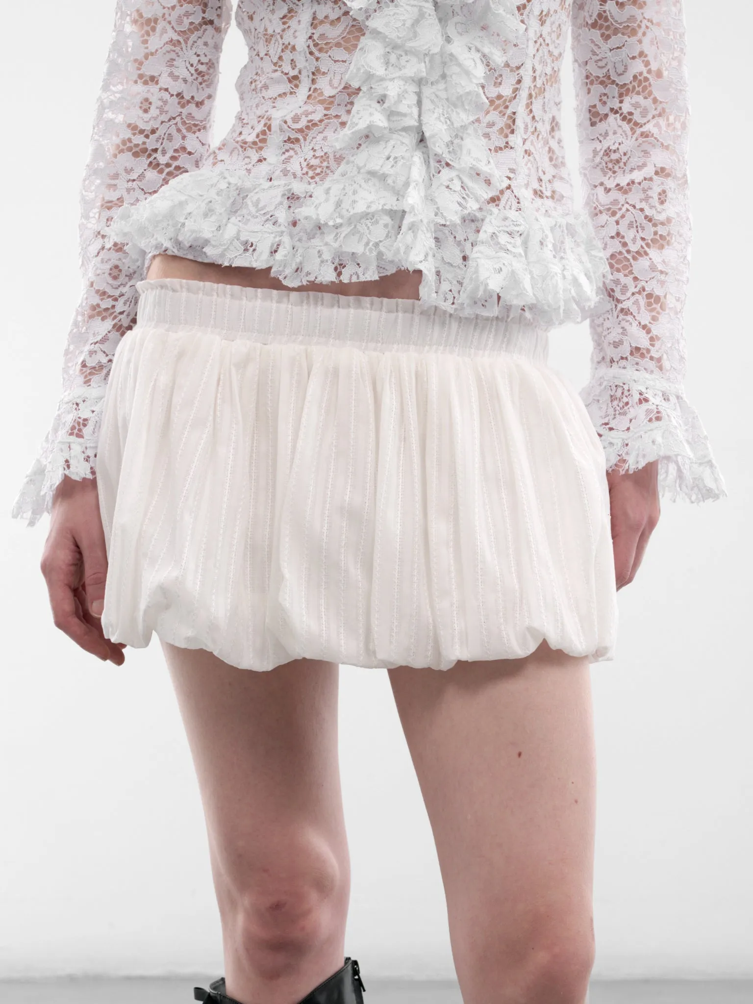 White Palais Bubble Micro Skirt (SK034-W-CO0023-WHITE) sold by lorenzo product image thumbnail 4